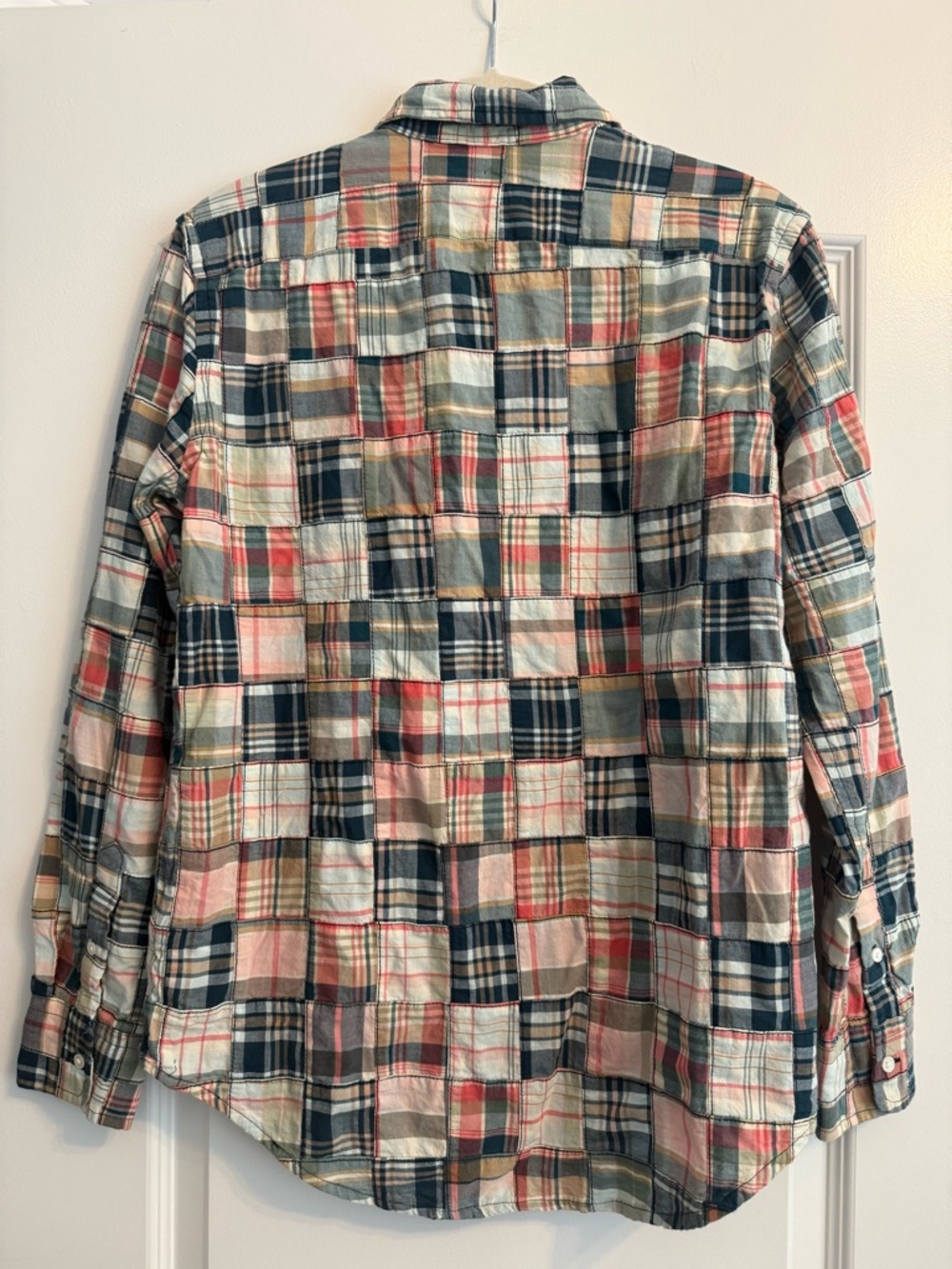 Polo by Ralph Lauren Patchwork Plaid Button-Down Shirt in Navy, Red, Cream - Picture 7 of 9